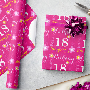 Papel De Presente Envoltório personalizado flor do aniversário da