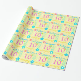Papel De Presente Envoltório personalizado flor do aniversário da