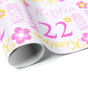 Papel De Presente Envoltório personalizado flor do aniversário da