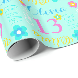 Papel De Presente Envoltório personalizado flor do aniversário da