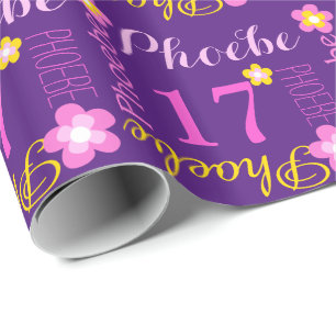 Papel De Presente Envoltório personalizado flor do aniversário da