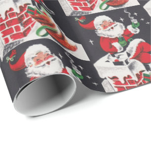 Papel De Presente Envoltório retro do partido do papai noel do natal