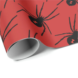Papel De Presente Envoltório telhado aranha do partido do preto do
