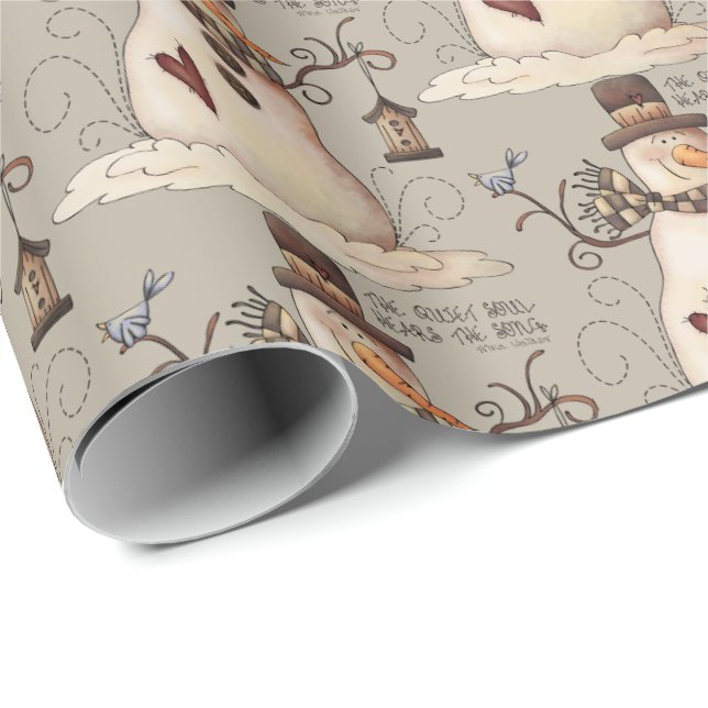 Papel De Presente Envoltório telhado do boneco de neve do Natal (Ponta do rolo)