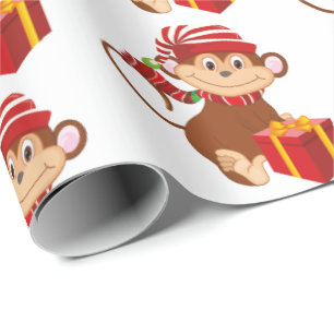 Papel De Presente Envoltório telhado macaco do partido do feriado do