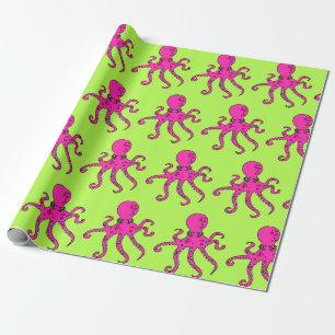 Papel De Presente Envolvimento cor-de-rosa de Kracken da criatura do