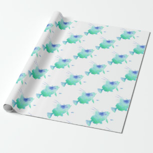 Papel De Presente envolvimento do aqua dos peixes do oceano