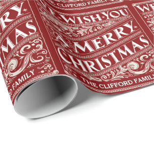 PAPEL DE PRESENTE ENVOLVIMENTO PERSONALIZADO QUADRO DO NATAL VINTAGE