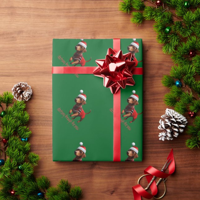 Papel De Presente Enxaquecer Através Do Cão De Enchimento De Neve (Presente de Natal)