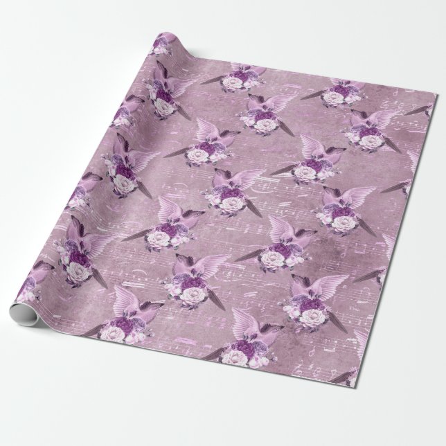 Papel De Presente Ephemera Lavendar Paper Series Design 10 (Desenrolado)