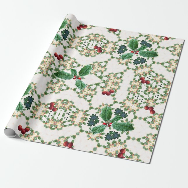 Papel De Presente Época de azevinho (Desenrolado)