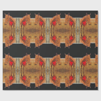 Papel De Presente Equídeos de Natal, Cavalo Marrom com arco vermelho