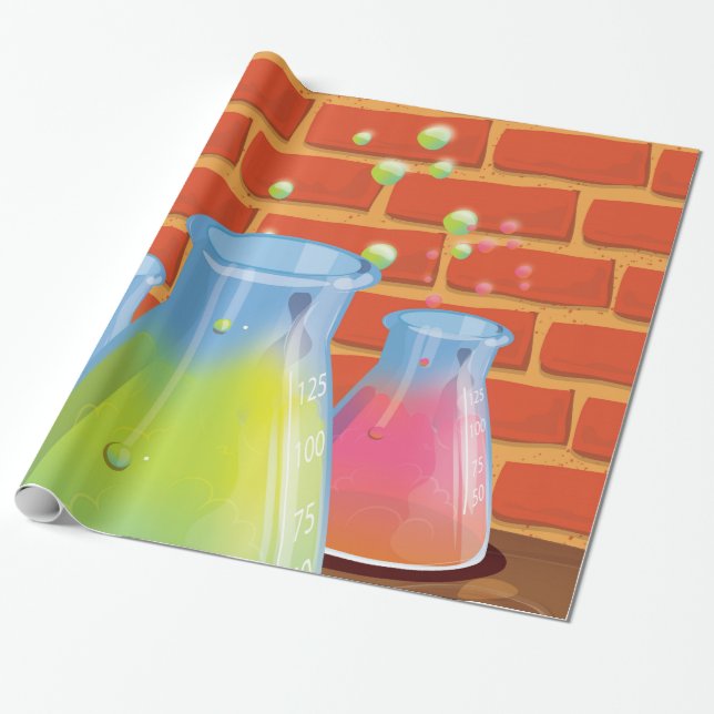 Papel De Presente Equipamento de vidro de desenho animado em uma ban (Desenrolado)