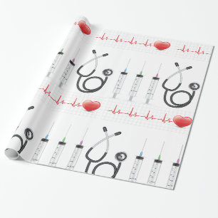 Papel De Presente Equipamento Médico Batimento Cardíaco Saúde