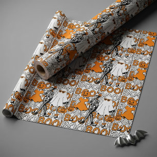 Papel De Presente Equipe Cute Boo Amigos de Halloween