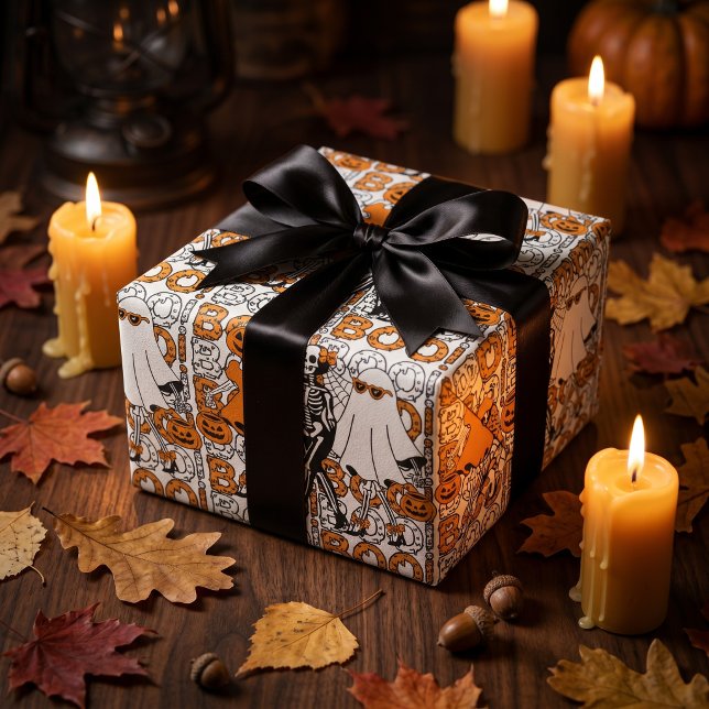 Papel De Presente Equipe Cute Boo Amigos de Halloween (Criador carregado)