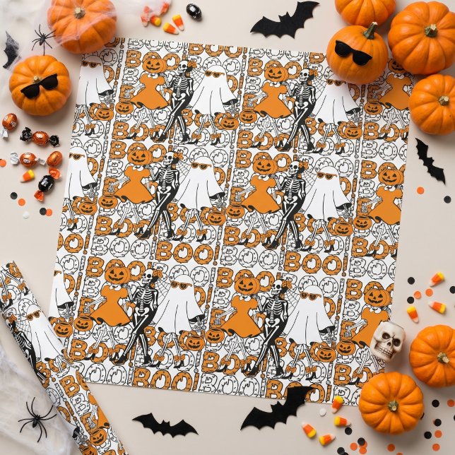 Papel De Presente Equipe Cute Boo Amigos de Halloween (Criador carregado)