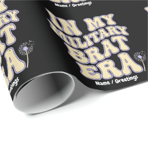 Papel De Presente Era Retro Groovy da Criança Militar Dandelion Roxo