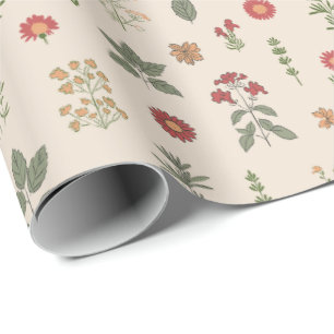 Papel De Presente Ervas Silvestres Rústicas Botânica Herbal Vintag