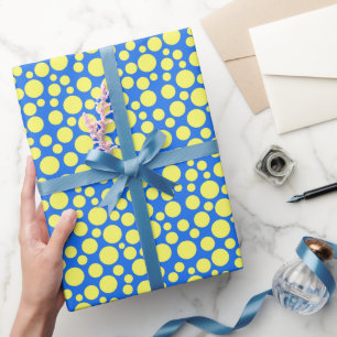 Papel De Presente Ervilhas amarelas sobre fundo azul-céu