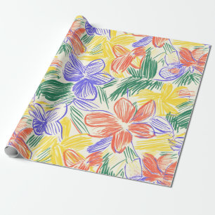 Papel De Presente Esboço de Flor Silvestre Vintage (5)