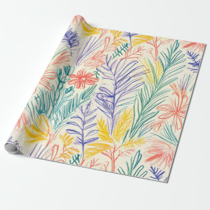 Papel De Presente Esboço de Flor Silvestre Vintage (7)