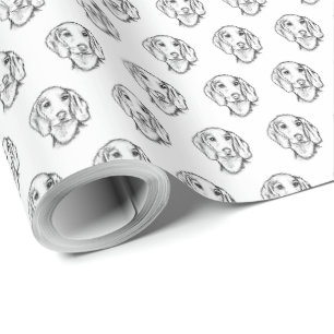 Papel De Presente esboço desenhado à mão de cachorro dachshund preto