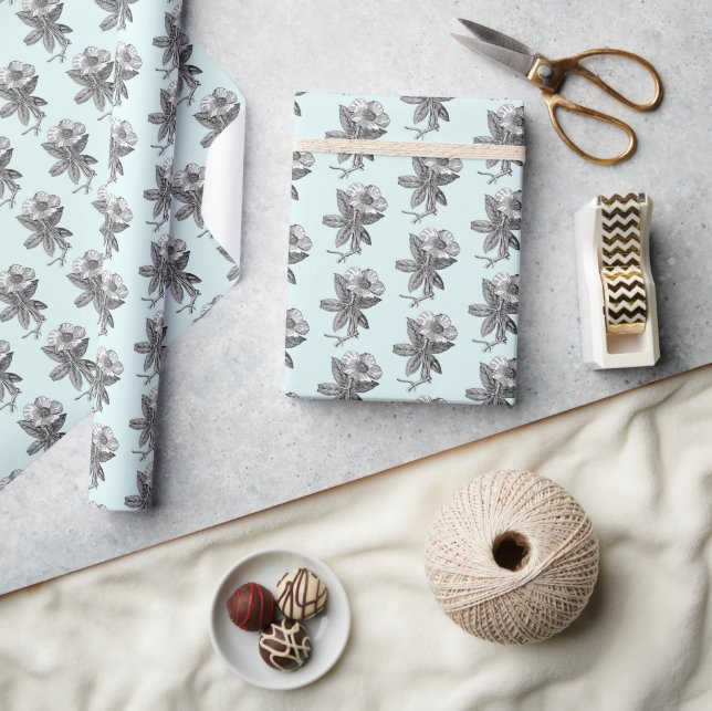 Papel De Presente Esboço do Lápis da Flor Elegante (Artesanato)