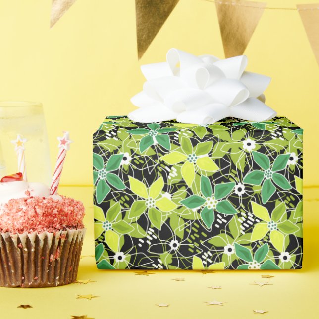 Papel De Presente Esboço floral multicolorido retrô outono (Festa de aniversário)