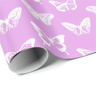 Papel De Presente Esboço, orquídea e branco da borboleta