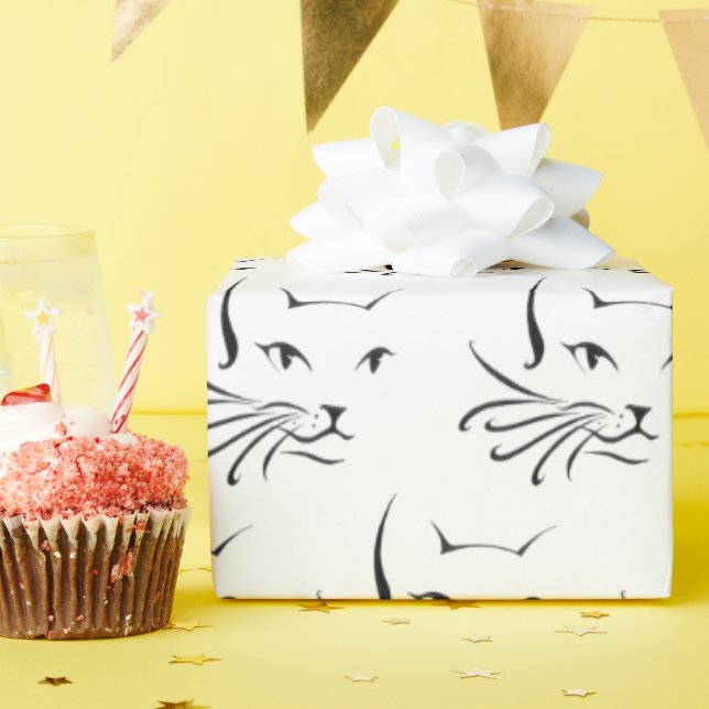 Papel De Presente esboço preto em branco (Festa de aniversário)