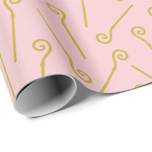 Papel De Presente Escada de Sinterklaas Cute na rosa claro