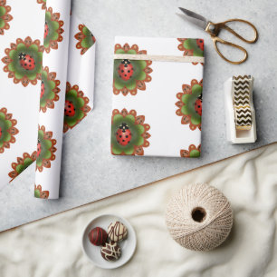 Papel De Presente Escada vermelha em pétalas vermelhas e verdes em b