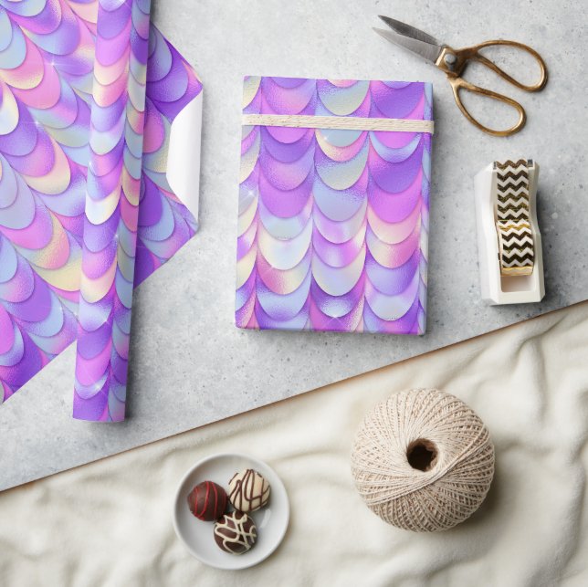 Papel De Presente Escala Íris Gradiente Azul e Roxo (Artesanato)