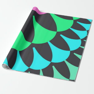 Papel De Presente Escalas Azul-Claro e Verde