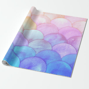 Papel De Presente Escalas bonitas e coloridas da sereia
