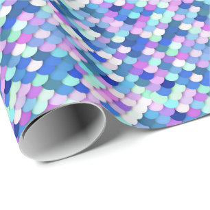 Papel De Presente "Escalas de Dragões" - azul, orquídea e lavanda