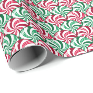 Papel De Presente Escalas de Peppermint - Padrão de Natal