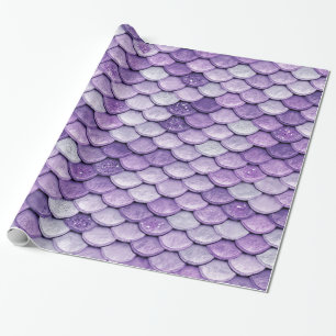 Papel De Presente Escalas de Sereia Roxo Brilhante Iridescentes
