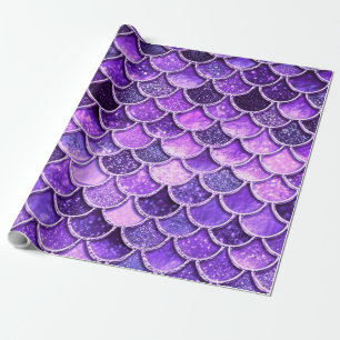 Papel De Presente Escalas de Sereia Ultra Violet Glitter