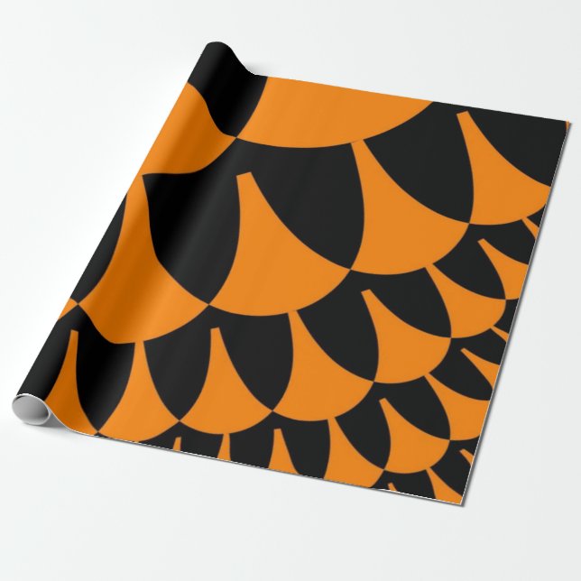Papel De Presente Escalas Laranja e Preta (Desenrolado)