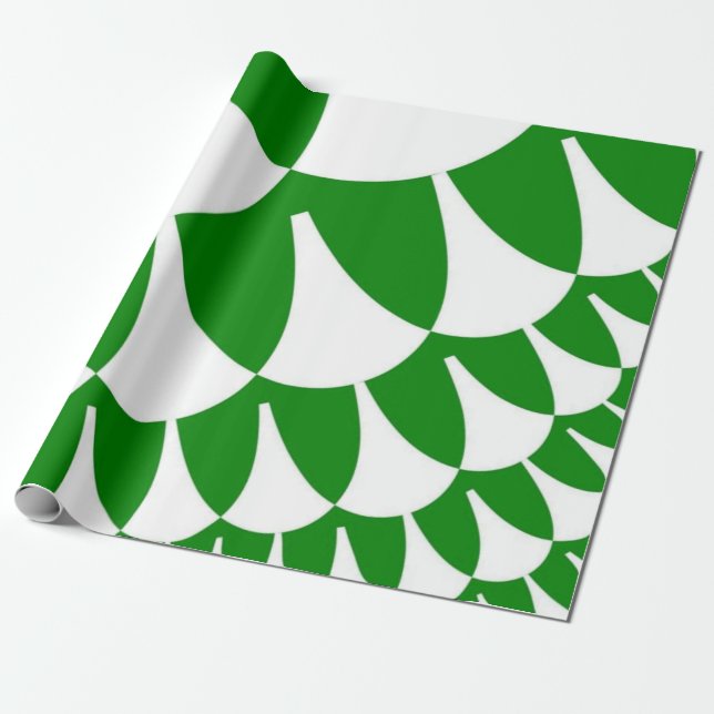 Papel De Presente Escalas verdes e brancas (Desenrolado)