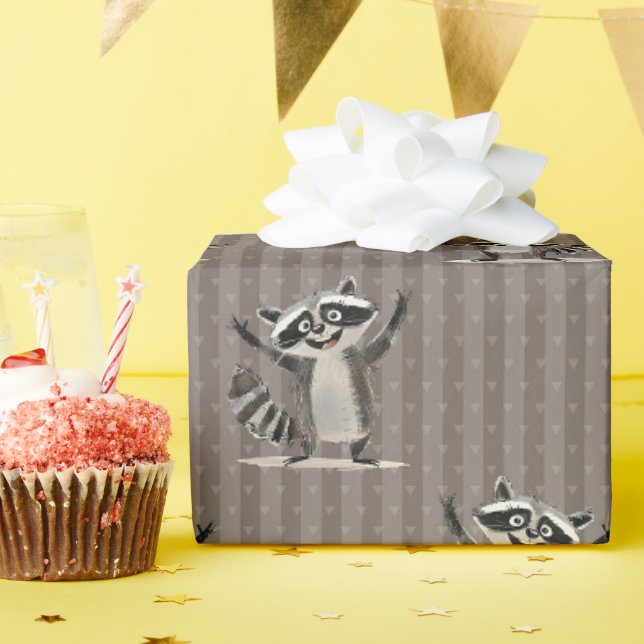 Papel De Presente Escama grande marrom tema guaxinim para artesanato (Festa de aniversário)