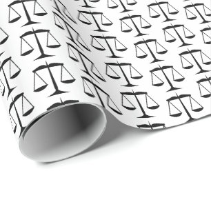 Papel De Presente Escamas da Lei Preta da Justiça em Branco