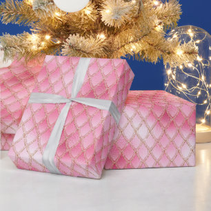 Papel De Presente Escamas de Dragão Rosa Brilhante