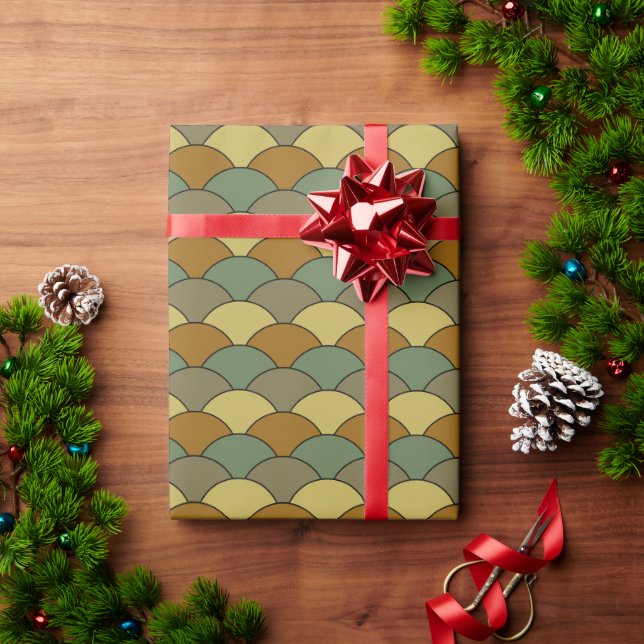 Papel De Presente Escamas de Dragão, Ventoinhas, Ondas, Seigaiha, Ca (Presente de Natal)