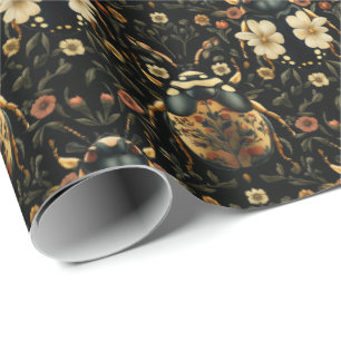 Papel De Presente Escaravelho Preto E Dourado Da Arte