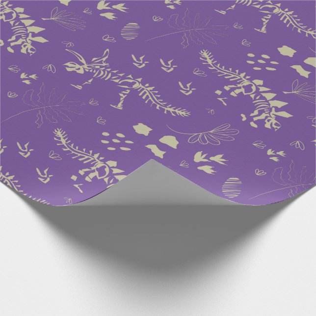 Papel De Presente Escavação Fóssil Dinossauro Brown e bege (Ponta)