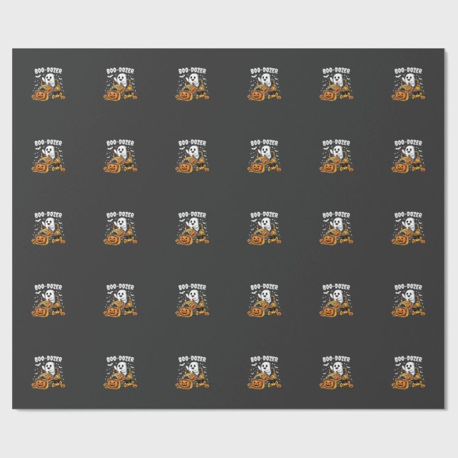 Papel De Presente Escavadeira Fantasma Boo Dozer Halloween_1 (Aberto)