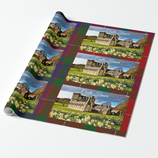 Papel De Presente Escocês Clan Fraser Castle Tartan Wrappaper (Desenrolado)